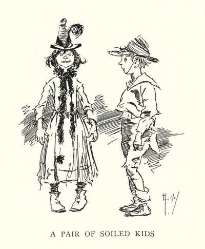 Ett par smutsiga barn (litho) av Phil May