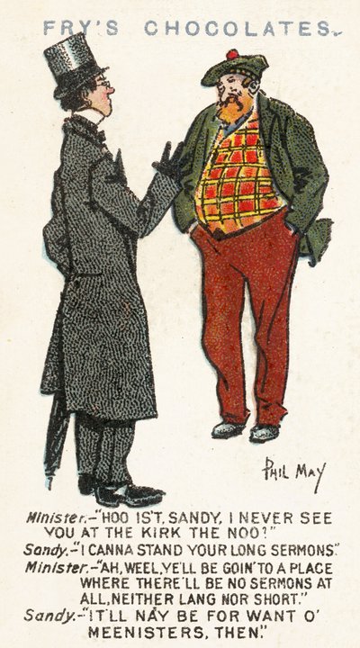 Phil May skiss (färglitografi) av Phil May