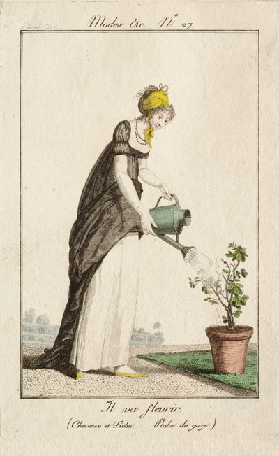 Den ska blomma (Hår och fichu. Klänning av gas.) av Philibert-Louis Debucourt