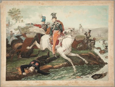 Furste Józef Poniatowski dör vid övergången av Elster den 19 oktober 1813 av Philibert-Louis Debucourt