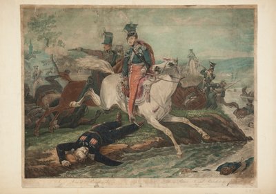 Furst Józef Poniatowski dör vid överfarten av Elster den 19 oktober 1813 av Philibert-Louis Debucourt