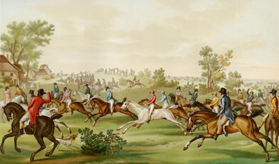 Hästkapplöpning - färgad gravyr av Debucourt av Philibert Louis Debucourt