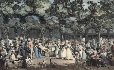Den offentliga strandpromenaden vid Palais-Royal av Philibert Louis Debucourt