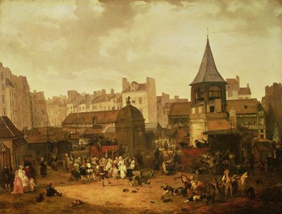 Jubel vid Les Halles för att fira födelsen av Dauphin Louis av Frankrike (1781-89) 21 januari 1781, 1783 av Philibert Louis Debucourt
