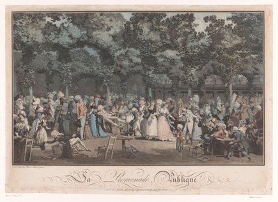Att se och bli sedd Elegant företag i Jardin du Palais Royal i Paris La Promenade Publique (titel på objekt) av Philibert Louis Debucourt