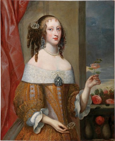 Porträtt av prinsessan Henriette Adelaide av Savojen 1636-1676, kurfurstin av Bayern. av Philibert Torret