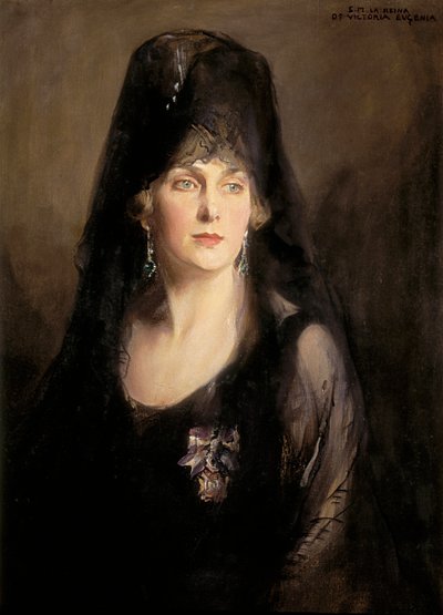 Porträtt av Victoria Eugenia av Battenberg (1887-1969), 1900-talet (olja på duk) av Philip Alexius de Laszlo