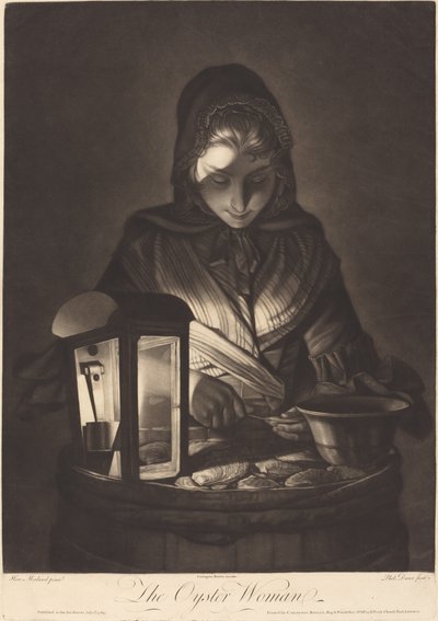 Ostronkvinnan av Philip Dawe after Henry Robert Morland