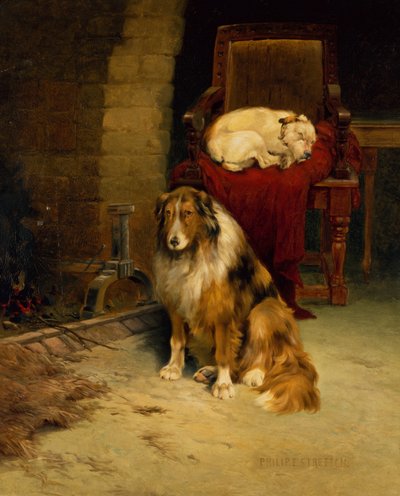 Fireside Companions (olja på duk) av Philip Eustace Stretton
