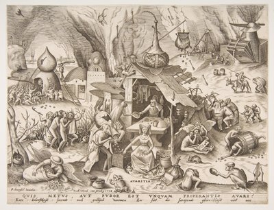 Avarice Avaritia från serien The Seven Deadly Sins, 1558. av Philip Galle