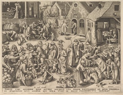 Charity Charitas från The Virtues, 1559. av Philip Galle