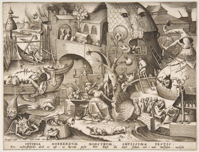 Envy Invidia från The Seven Deadly Sins, 1558. av Philip Galle