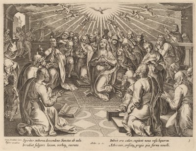 Pingst av Philip Galle after Jan van der Straet