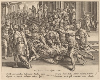 Arresteringen av Saint Paul av Philip Galle after Jan van der Straet