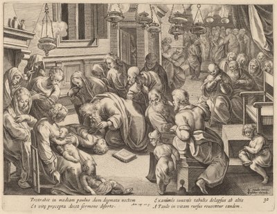Eutykos fall av Philip Galle after Jan van der Straet