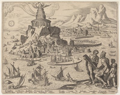 Pharos (fyren i Alexandria) av Philip Galle, after Maerten van Heemskerck