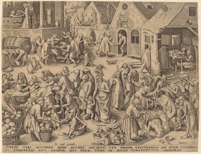 Välgörenhet [recto] av Philip Galle after Pieter Bruegel the Elder