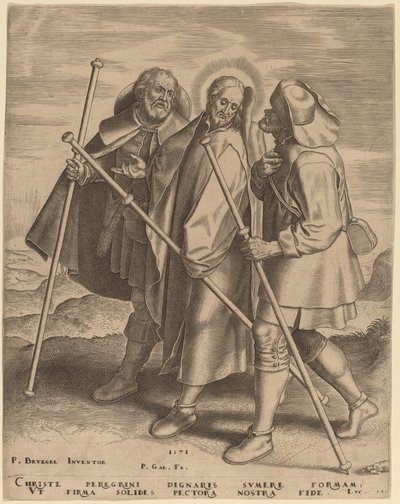 Kristus och hans lärjungar på väg till Emmaus av Philip Galle after Pieter Bruegel the Elder