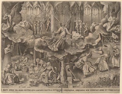 Liknelsen om de vise och dåraktiga jungfrurna av Philip Galle after Pieter Bruegel the Elder
