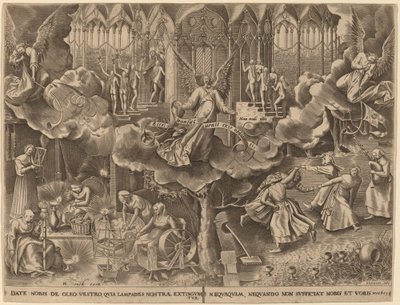 Liknelsen om de vise och dåraktiga jungfrurna av Philip Galle after Pieter Bruegel the Elder