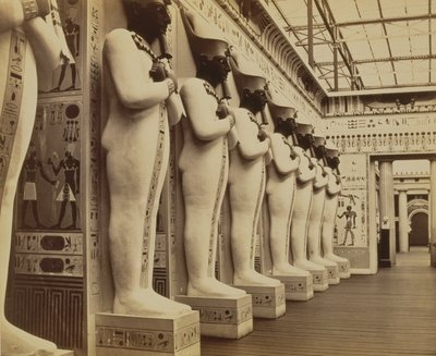 Den egyptiska domstolen och fasaden på Hall of the Colossi, Crystal Palace, Sydenham, 1854 av Philip Henry Delamotte