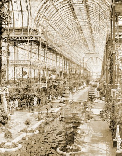 Det inre av långhuset taget från galleriet ovanför Drottningskärmen i södra änden ca 1859 (s/v foto) av Philip Henry Delamotte