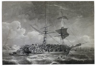 Porträtt av en fransk brigg (tegelsten), La Chevrette (osäkert). Doppad i bläck av Philippe Jacques de Loutherbourg (1740-1812). av Philip James de (1740 1812) Loutherbourg