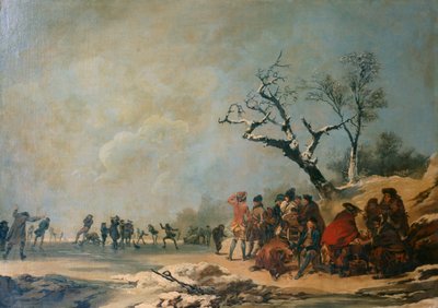 The Skaters (olja på duk) av Philip James de (1740 1812) Loutherbourg