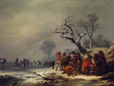 Vilande samhälle i vintrig njutning av Philip James de Loutherbourg