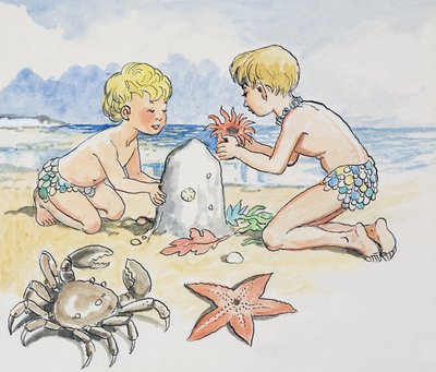 Vid havet, illustration från "The Water Babies" av Charles Kingsley av Philip Mendoza