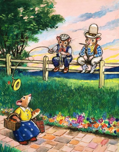 Town Mouse and Country Mouse (gouache på papper) av Philip Mendoza