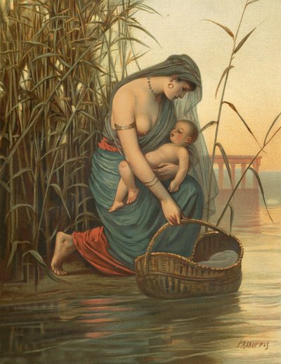 Spädbarnet Moses och hans mor av Philip Richard Morris