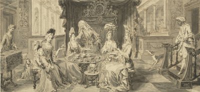 Elegant Society vid Round Table, um 1700 av Philip Tidemann