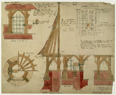 Planer för Röda huset, Bexleyheath (penna och bläck och wc på papper) av Philip Webb