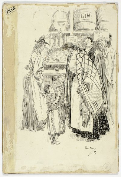 London East End: Sketch i en East End Gin Shop av Philip William May