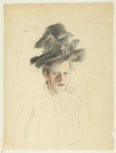 Porträtt av en kvinna med svart hatt av Philip William May