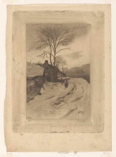 Gårdar längs en väg med kala träd Hiver (originaltitel) av Philip Zilcken (signed by artist)