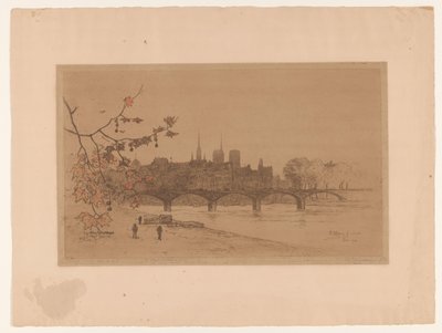 Utsikt över Paris över Pont des Arts Le Pont des Arts (titel på objekt) av Philip Zilcken (signed by artist)