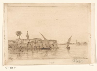 Utsikt över Nilen med segelbåtar Au bord du Nil (originaltitel) av Philip Zilcken (signed by artist)