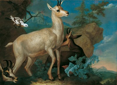 Tre gemsar och en koltrast av Philipp Ferdinand de Hamilton