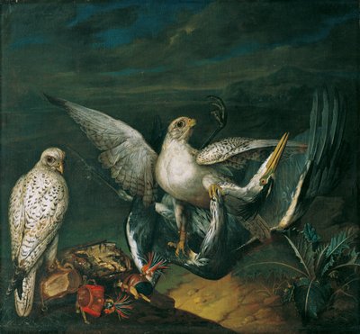 Vita hökar med en häger av Philipp Ferdinand de Hamilton