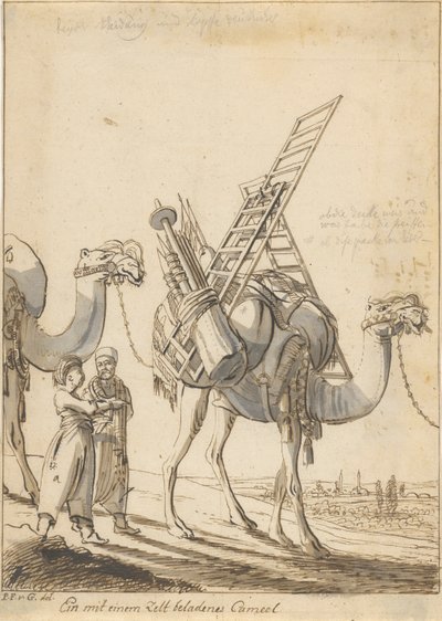 A Cameel Loaded with a Tent (Man with a Tent-Shop Camel) av Philipp Ferdinand von Gudenus