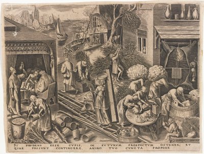 Prudentia Prudence från De sju dygderna, 1559. av Philipp Galle