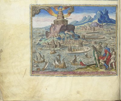 Fyren i Alexandria från serien Världens åttonde underverk, 1572 av Philipp Galle