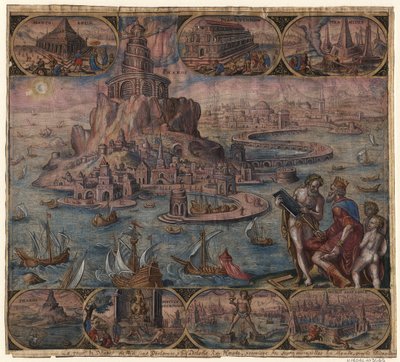 Fyren i Alexandria från serien Världens åttonde underverk efter Maarten van Heemskerck, 1572 av Philipp Galle