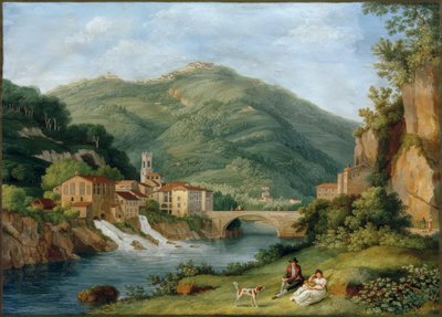 Hackert, Brücke bei Serraglio på Lima i Bagni di Lucca av Philipp Hackert