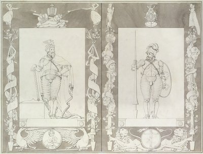 Charlemagne (742-814) och Heymon, 1804-5 (penna, bläck och tvätt på papper) av Philipp Otto Runge