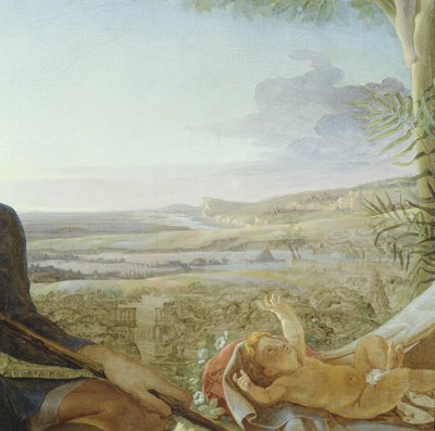Kristusbarn och landskap från Rest on the Flight into Egypt, 1805-06 (detalj från 141645) av Philipp Otto Runge