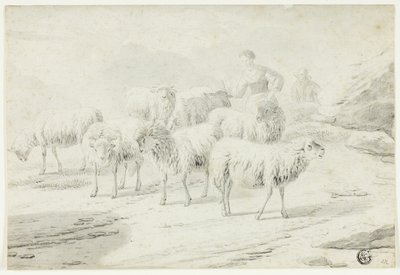 Herdinnan och fåren av Philipp Peter Roos