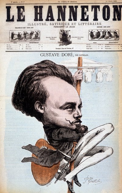 Gustave Doré. Fransk tecknare och målare (1832 till 1883). Tecknad av Cattelain. Hanneton 1868. av Philippe Auguste Cattelain